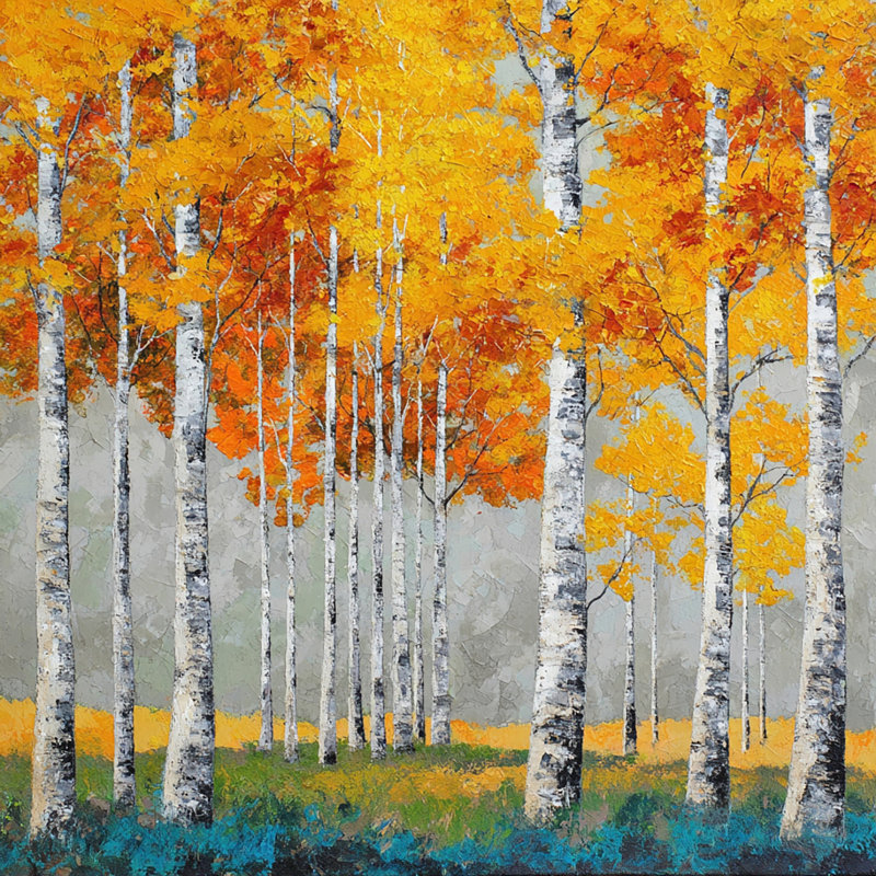 «Birch Forest in Fall», art mural sur toile tendue, H 30 po x l 30 po