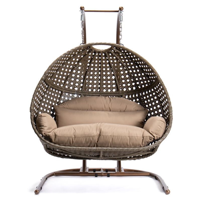 Balancelle double avec support Tallulah, Beige, Brun, 57.5