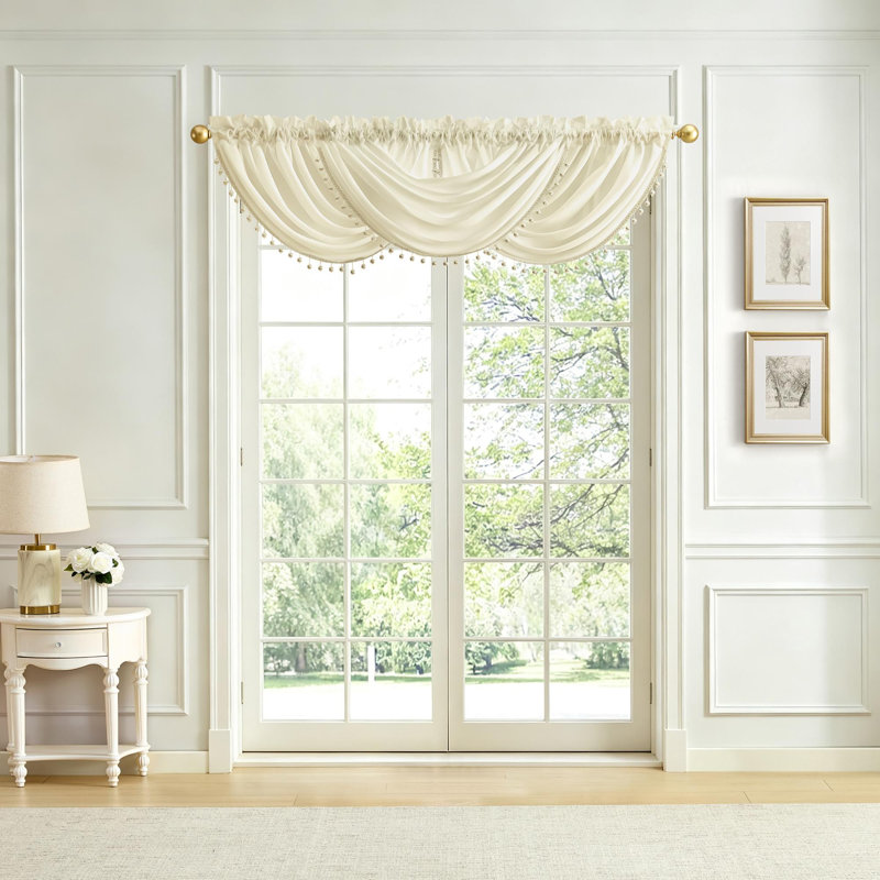 Cantonnière en fausse soie Lenox Imperial - l 42 po x L 22 po, Ivory