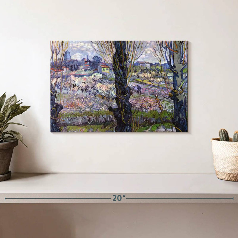 Hannes, vue sur les vergers en fleurs d'Arles, H 8 po x l 12 po