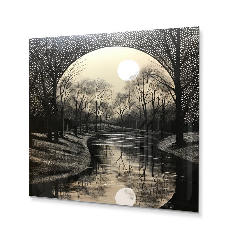 Moon River At Dusk - reproduction abstraite sur métal, H 16 po x l 16 po x P 1 po