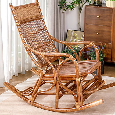 Ergonomic rattan rocking chair