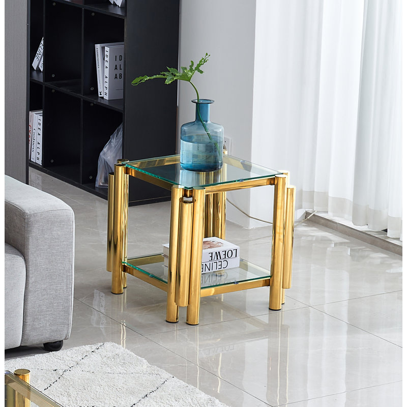 Table de bout Allysah, Transparent, Or