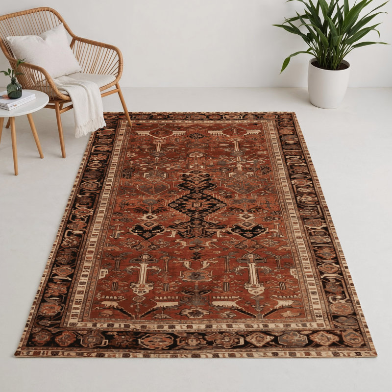 Tapis d'intérieur et d'extérieur brun Persian, Rectangle 9 pi x 12 pi