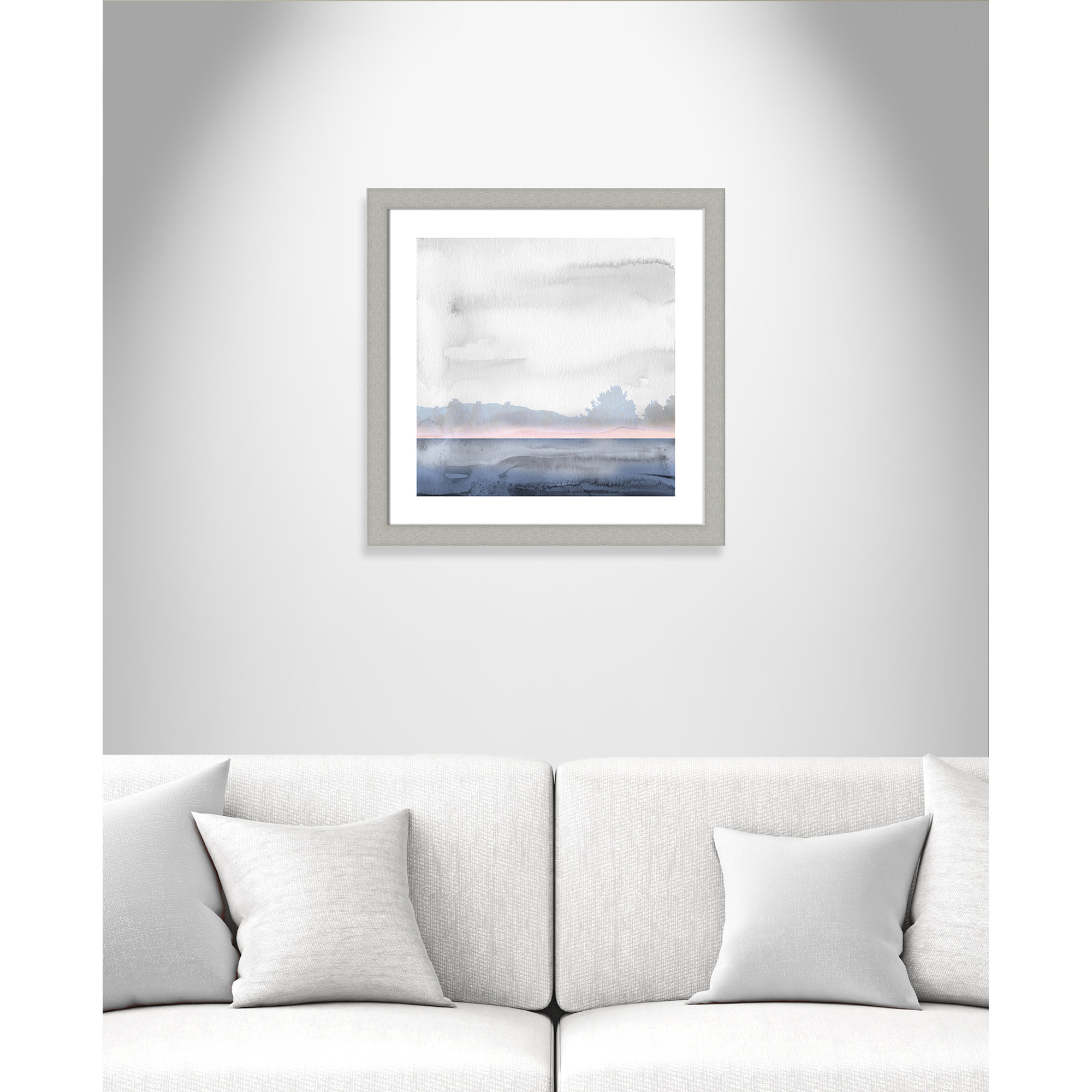 Rose Shores II - Painting, 25" H x 25" W x 1.25" D, Silver Framed