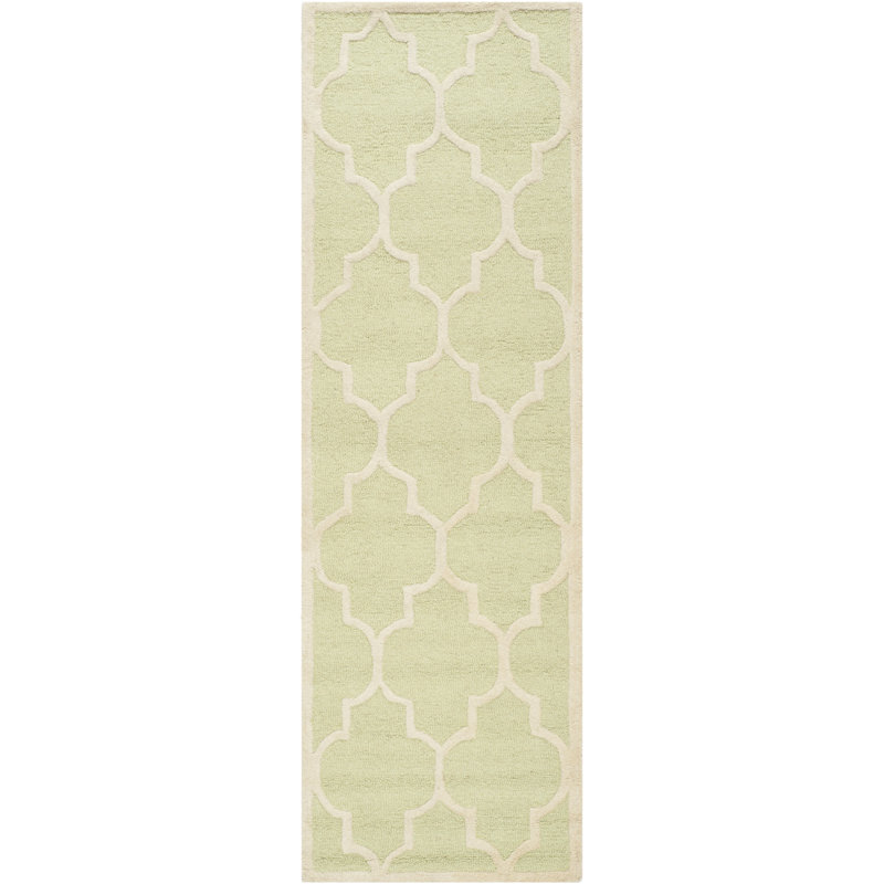 Cannen Hand-Tufted Wool Ivory/Light Green Area Rug, Runner 2'6" x 8'