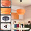 Luminaire suspendu en tissu orange à 2 niveaux Mid-Century