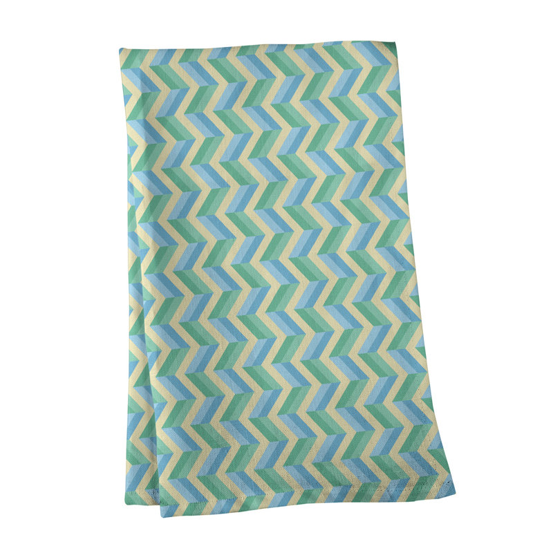 Serviette à thé chevron Mcguigan, Sergé de coton, Bleu marine / bleu / beige