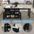 74.8" Black Mobile Kitchen Island with Extendable Dining Table, Marble Veneer Top & Power Outlet - Storage Cart with 3 Drawers & Cabinet for Dining Room-1688423260-1688423250