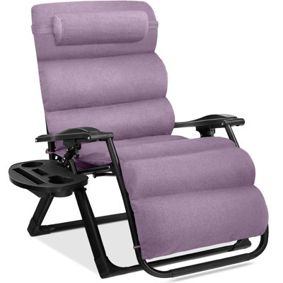 Oversized Zero Gravity Chair, Folding Recliner W/ Removable Cushion, Side Tray by Latitude Run