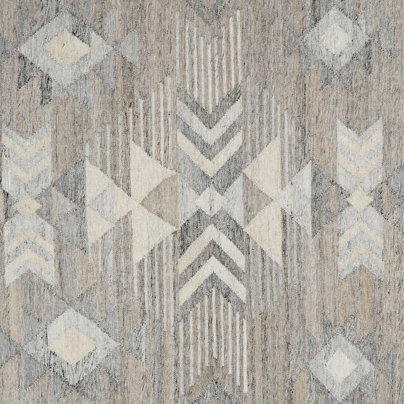 Tapis gris multicolore tissé à la main Alepna, Rectangle 9 pi x 12 pi