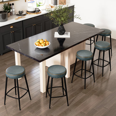 Tabourets de bar à hauteur de comptoir en similicuir de 26,3 po de hauteur, tabourets de comptoir de cuisine, tabourets de comptoir sans dossier de style Mid-Century moderne pour îlot de cuisine, bar pour la maison