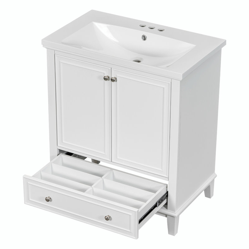 Meuble-lavabo simple 30 po avec comptoir, Blanc