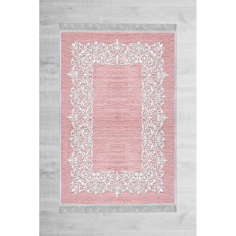 Tapis rose / blanc Kauffman Southwestern, Rectangle 5 pi 11 po x 9 pi 2 po