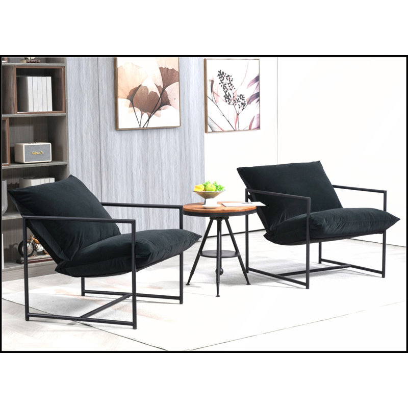 Fauteuil inclinable élégant en velours moderne avec coussin profond pour bureau personnel, Black