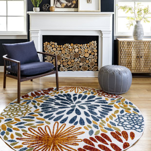 Weyland Floral Power Loom Blue/Orange Indoor/Outdoor Patio Rug World Menagerie Rug Size: Rectangle 12' x 15