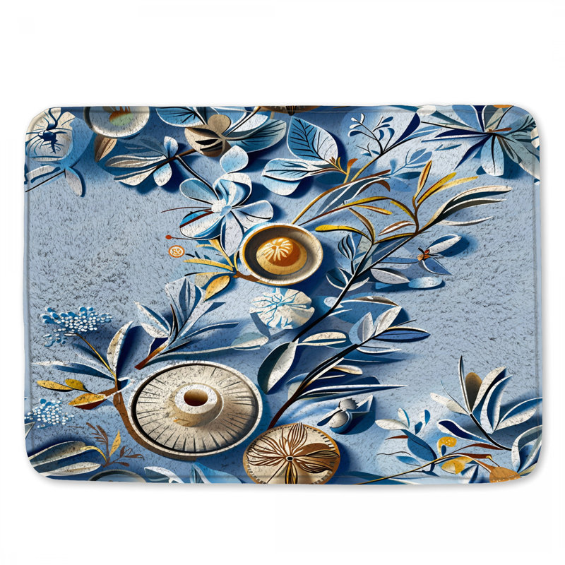 Tapis de bain floral, 34 po L x 21 po L