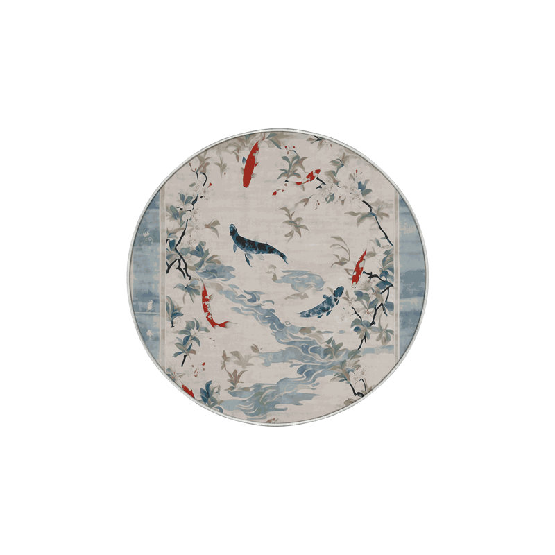 Machine Washable Beige Area Rug, Round 7'