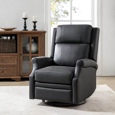 Fauteuil inclinable électrique berçant moderne pivotant en cuir véritable l 29,75 po Hadeya