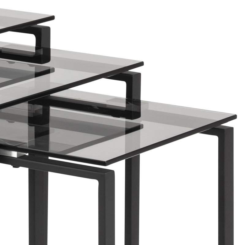 Halycon Glass Top Sled Nesting Tables
