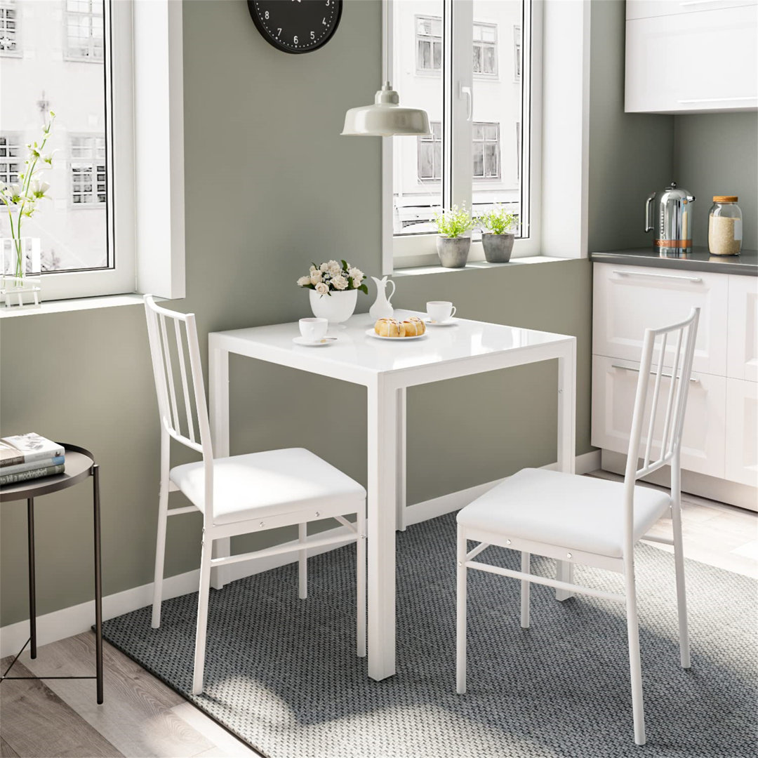 Dorrien Glass Top Metal Base Dining Table