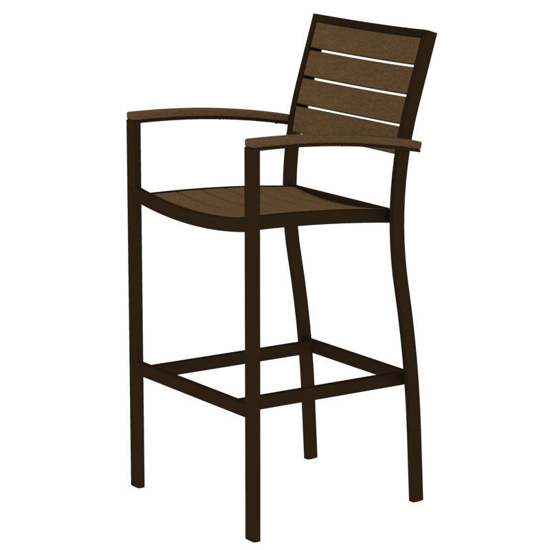 Chaise avec accoudoirs de bar POLYWOOD Euro, Bronze texturé, Teck
