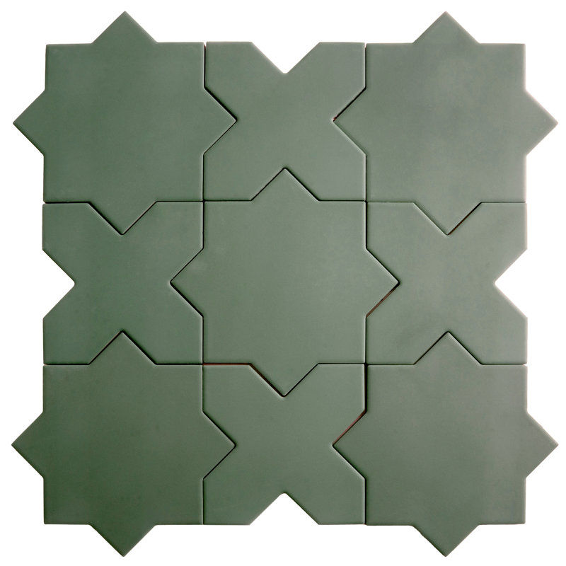 Seville 7 X 7 In. Matte Porcelain Star Wall And Floor Tile (5.31 Sq Ft/Case) - 34 Pack, Sage Green