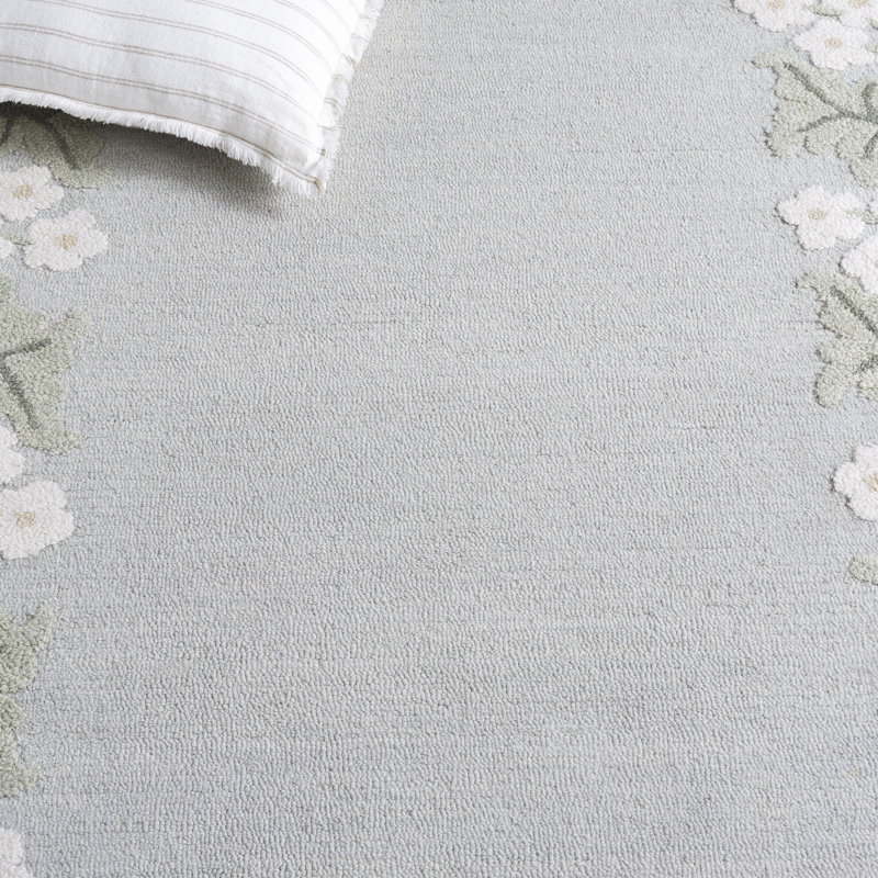 Tapis d'intérieur en laine et coton touffeté à la main Lenore Jardin, Rectangulaire 8 pi x 10 pi