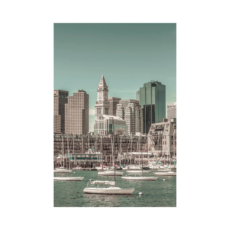 Boston Skyline North End and Financial District 1 Piece Wrapped Canvas Wall Art, 30.48 cm H x 45.72 cm W