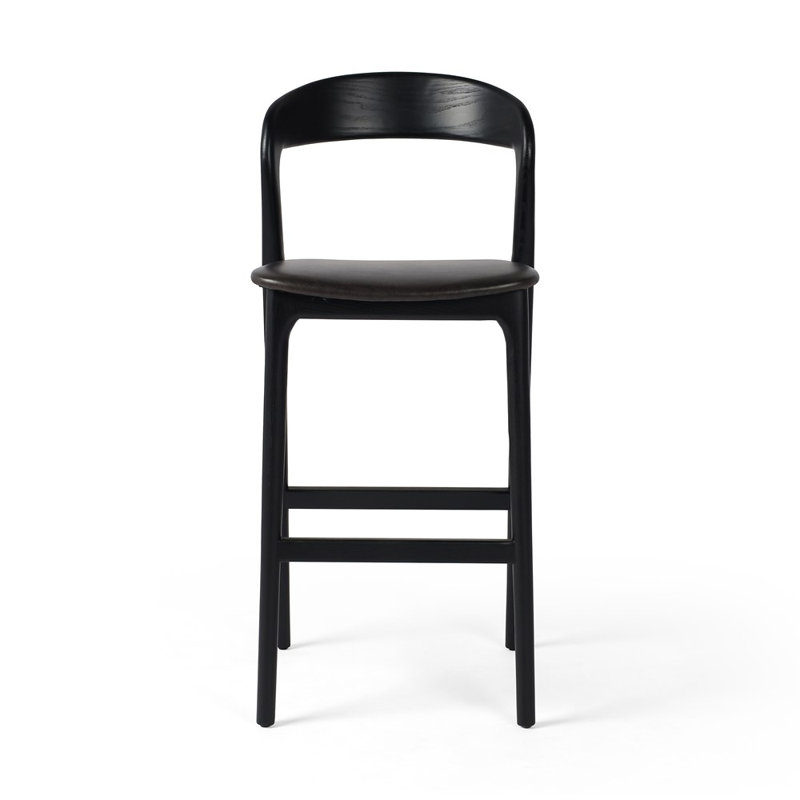 Amare Stool, Bar Stool (30.5" Seat Height), Sonoma Black Genuine Leather/Black
