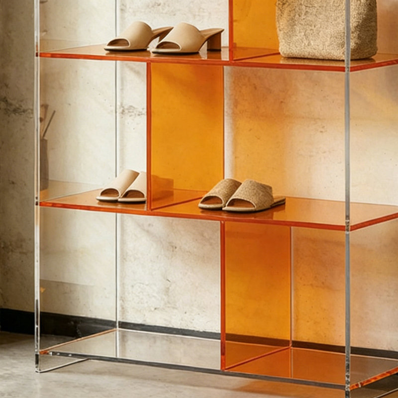 Bibliothèque de rangement chic en acrylique, (5 tablettes) H 55,12 po x l 23,62 po x P 11,81 po