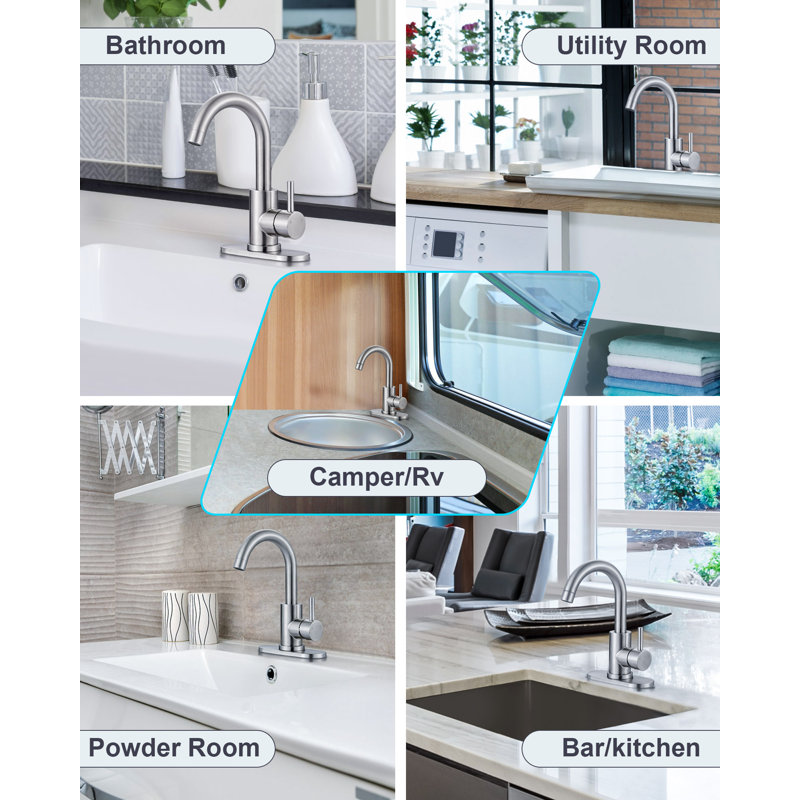 Brushed Nickel Single Handle Stainless Steel Bar Faucet with Swivel Spout