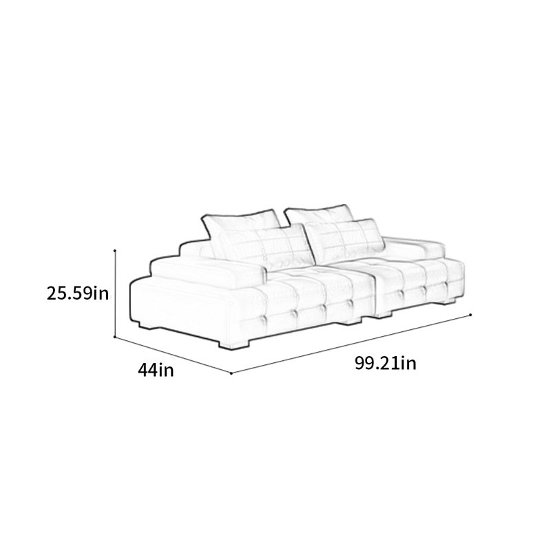 Canapé droit italien, 3, H 25,59 po x l 99,21 po x P 44 po