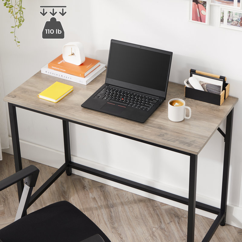Jana Metal Top Writing Desk, 76cm H x 100cm W x 50cm D, Light Brown/Black