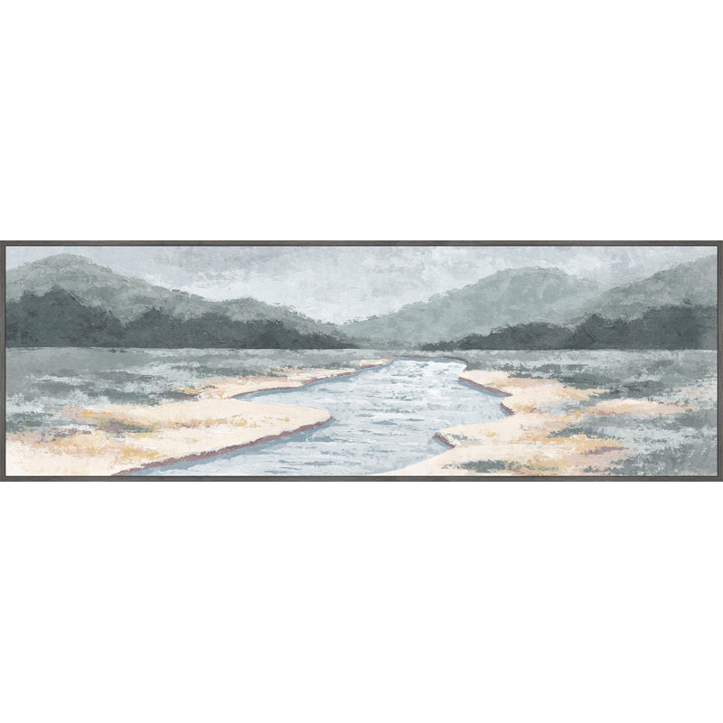 Fresh Stream by Marmont Hill - Floater Frame Panoramic Painting on Canvas, 25cm H x 76cm W x 3.81cm D