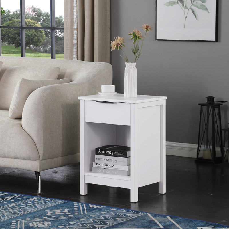 3-Tier Nightstand With Drawer And Shelf, Modern Bedside Table For Storage And Style, Perfect For Bedroom And Living Room