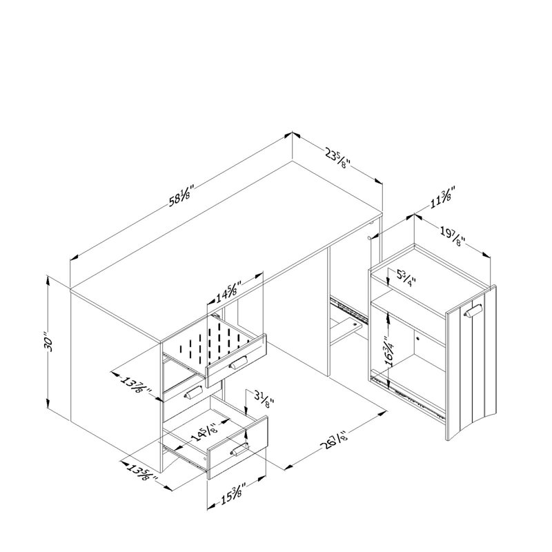 Pure White Sewing Craft Table with Storage and Drawers