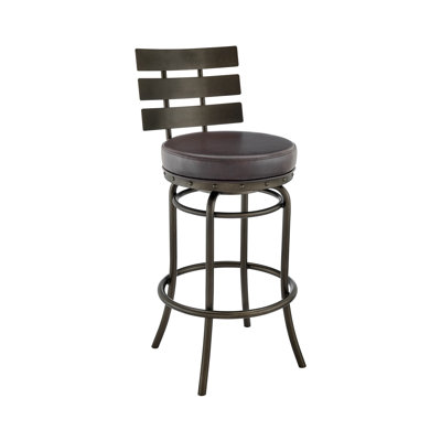 Tabouret de bar ou de bar pivotant Piren au fini moka avec similicuir brun