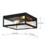 Ensemble de 2 plafonniers encastrés noir mat 12 lumières 2 lumières avec abat-jour en verre transparent