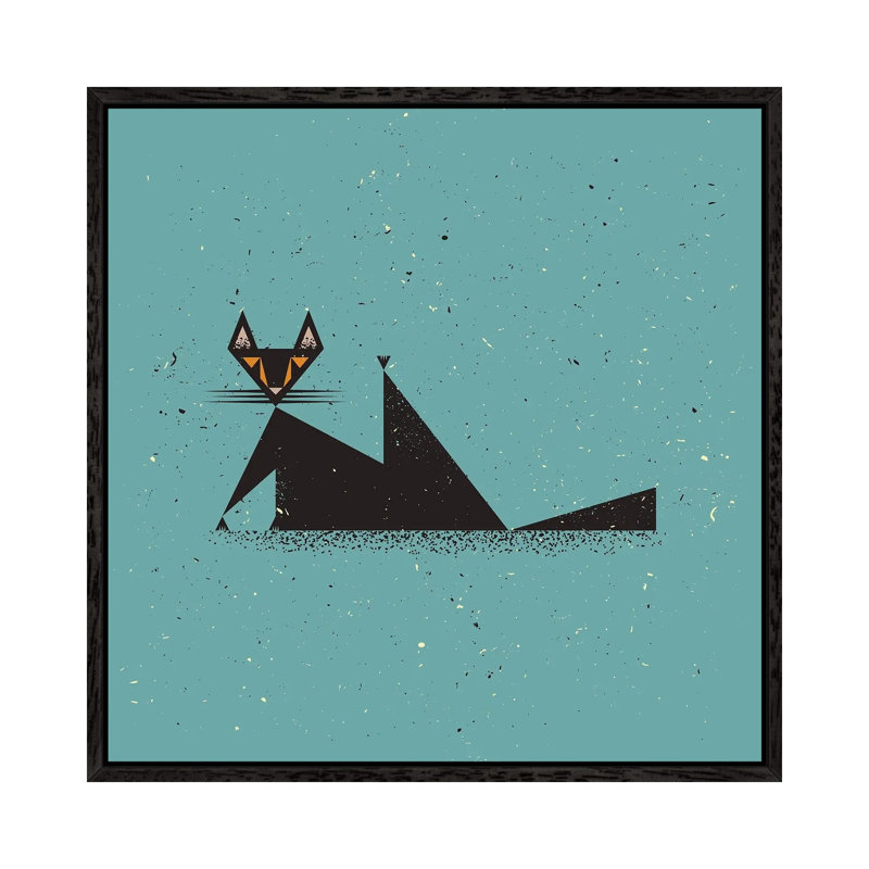 Black Cat by Amer Karic - Gallery-Wrapped Canvas Giclée on Canvas, Black Framed, 45.72 cm H x 45.72 cm W