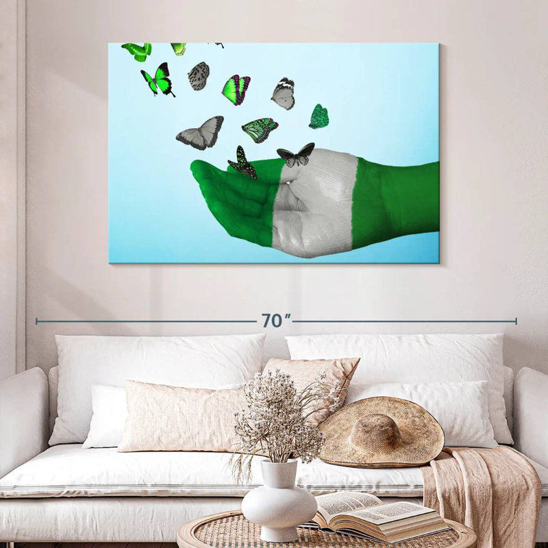 Borges Nigeria Flag Butterflies, 32" H x 48" W