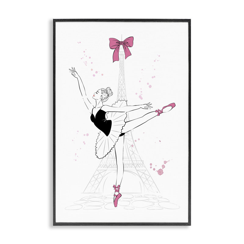 Ballerine et tour Eiffel, estampe numérique par Martina Pavlova, Giclée encadrée noir minuit, H 18 po x l 12 po