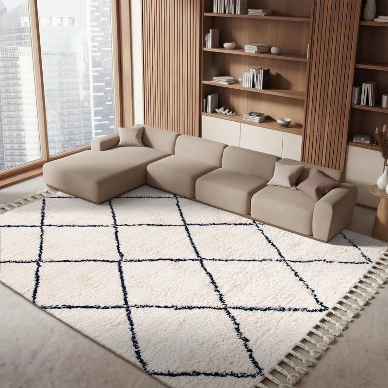Powell Hand Woven Wool Geometric Rug, Rectangle 8' x 10'