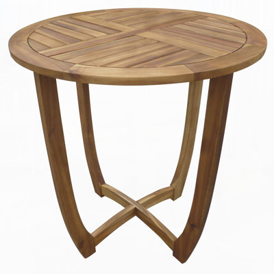 Outdoor Round Acacia Wood Accent Table by Ophelia & Co.