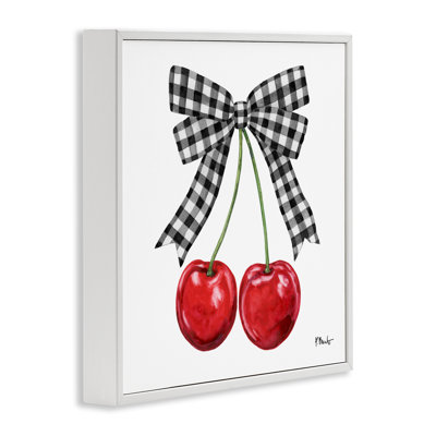 Lucky Cherries & Plaid Bow Framed Giclee, design by Paul Brent