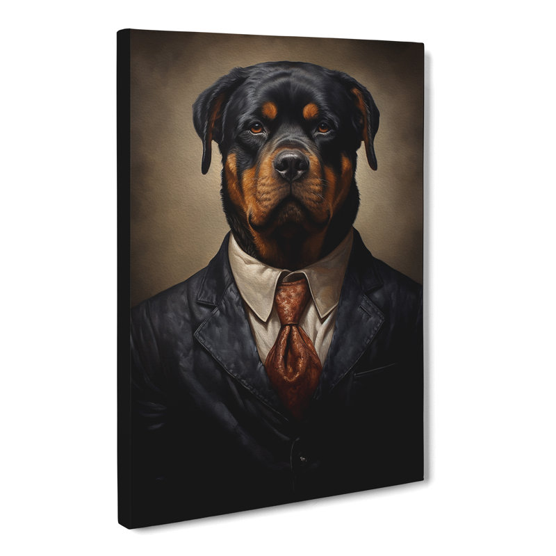 Rottweiler in a Suit Painting - Wrapped Canvas, 76cm H x 50cm W x 3cm D