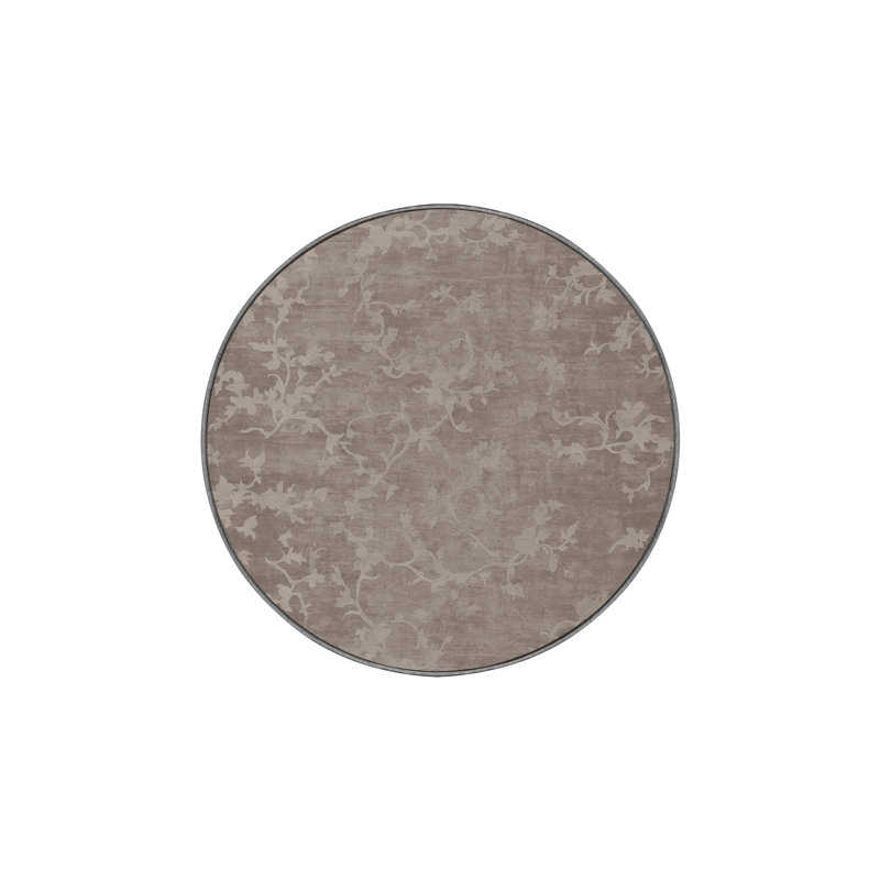 Tapis gris lavable à la machine, Rond 3 pi