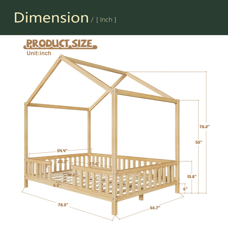 House Shape With High Railings, Natural, Full