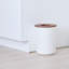 Corbeille en acier iDesign Eco avec couvercle en bois de paulownia