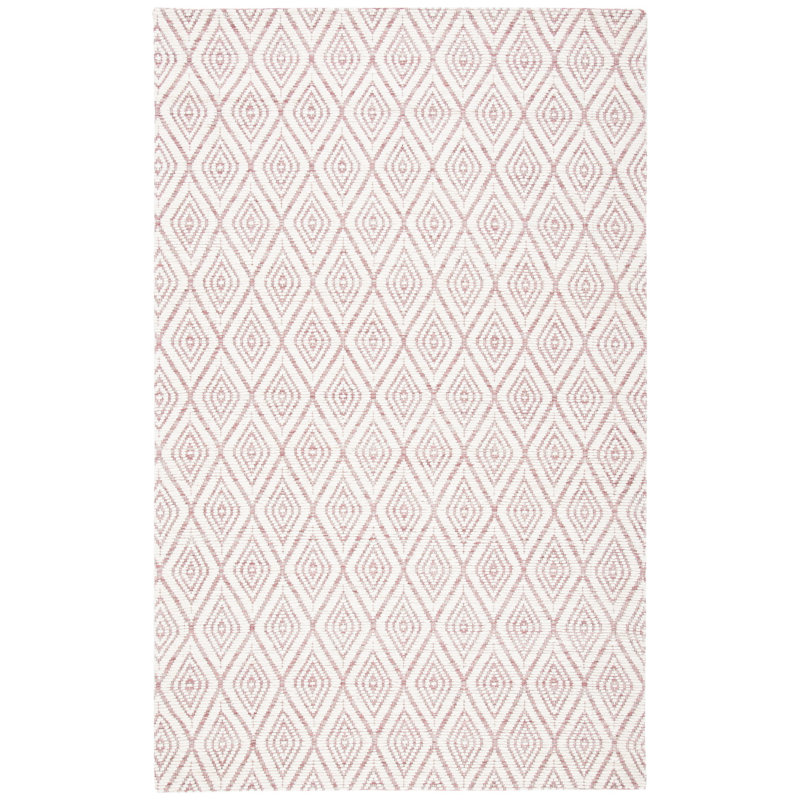 Karaline Hand Woven Wool And Cotton With Latex Geometric Rug, Rectangle 5' x 8'
